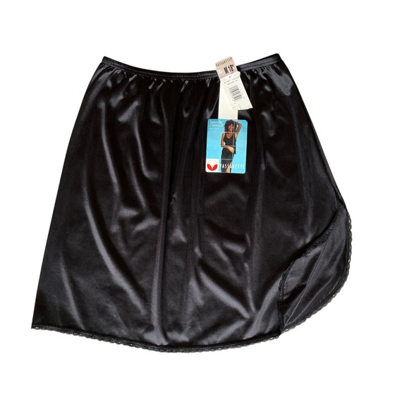 Vassarette Tailored Classics Half Slip Black Med 18" Lace Trim Side Slit 11122 - Picture 11 of 11